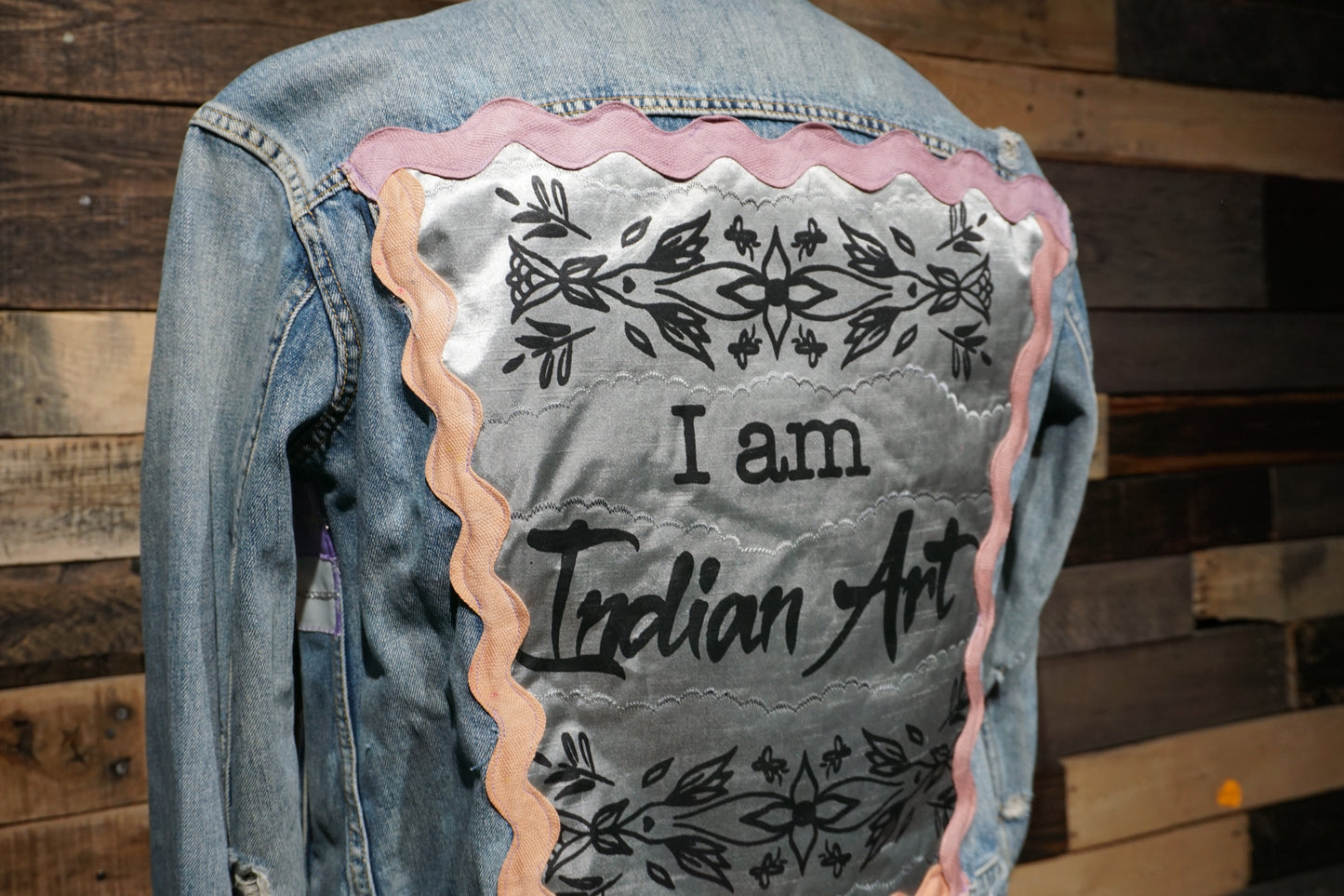 Denim "I am Indian Art" Ribbon Jacket