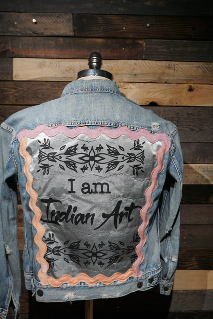 Denim "I am Indian Art" Ribbon Jacket