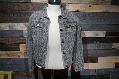 Denim Leopard Print "I am Indian Art" Jacket